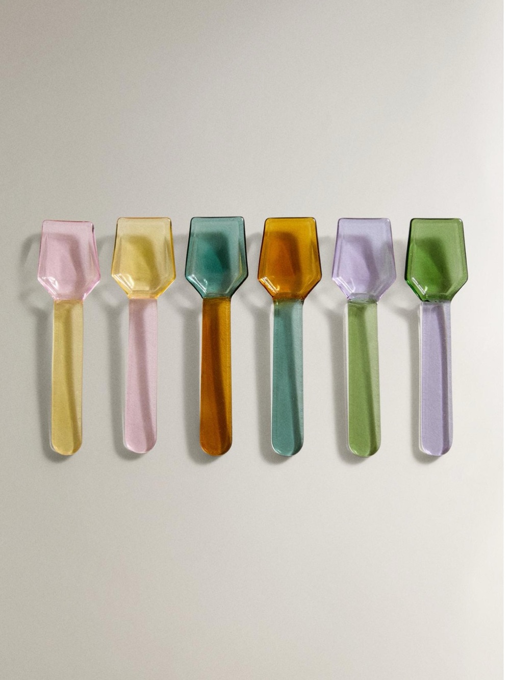 Zara Home Multicolored Borosilicate Glass Ice Cream Spoons (Pack of 6) NWT